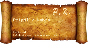 Polgár Kabos névjegykártya